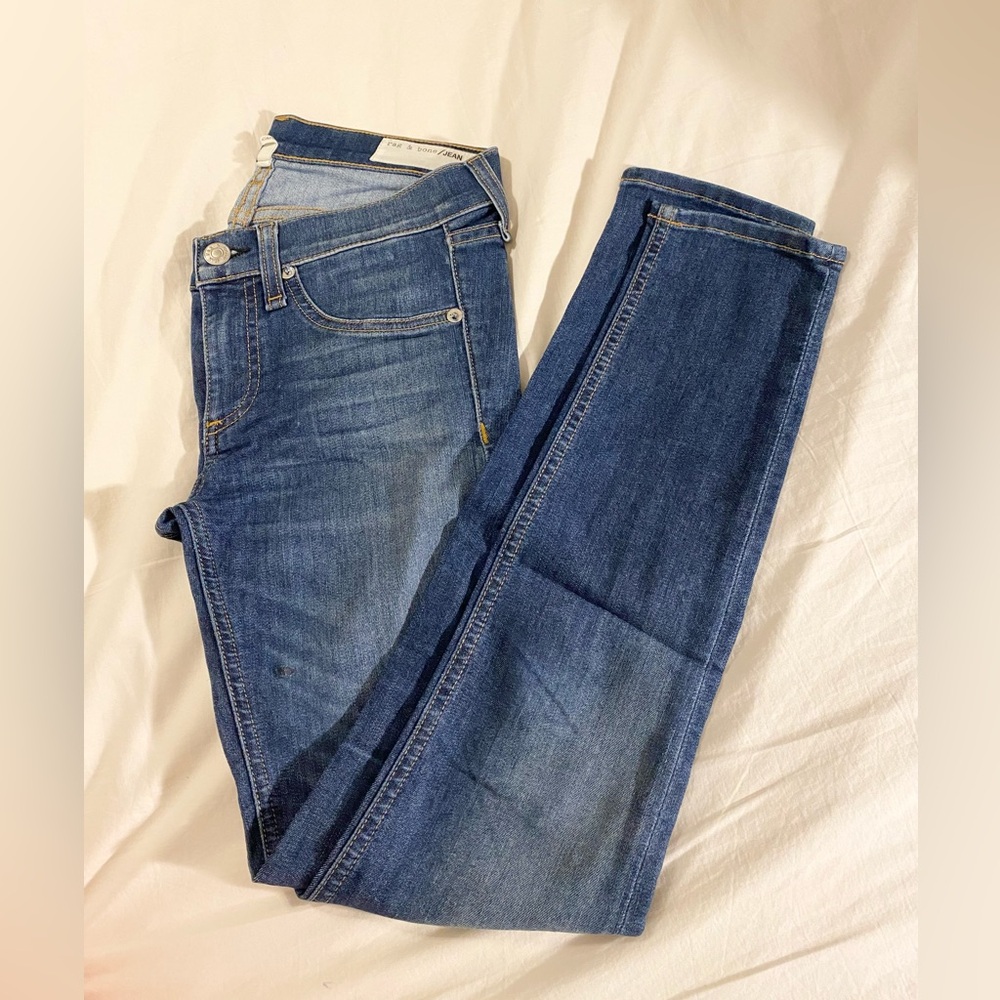 Rag and bone, indigo blue, low cut, skinny Jean. Size 25.